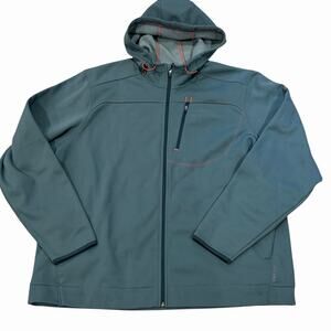 Eddie Bauer Motion Mens Teal Green Hooded Full-Zip Jacket 2XL FreeHeat Active
